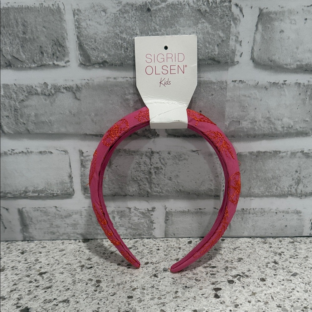 Sigrid Olsen Embroidered Kids Vibrant Pink and Orange Headband